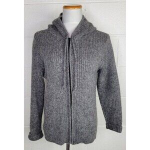 Inca Fashions Womens Gray Alpaca Zip‎ Front Hooded Sweater Large